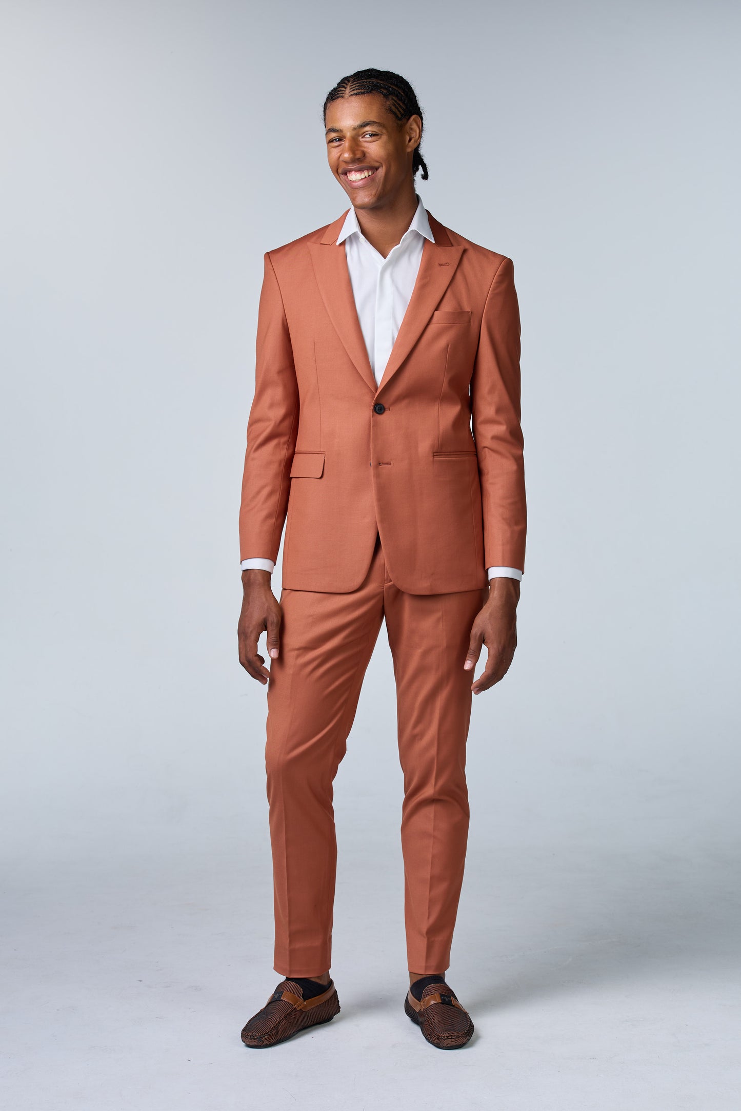 Terracotta Anzug mit steigendem Revers - budget