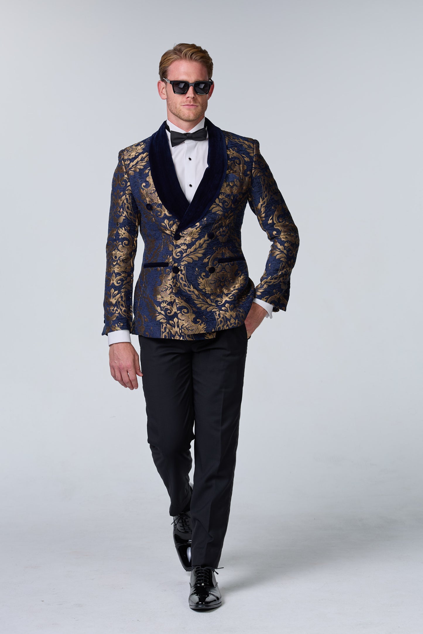 Brokat Smoking-Sakko Blau-Gold - essentials