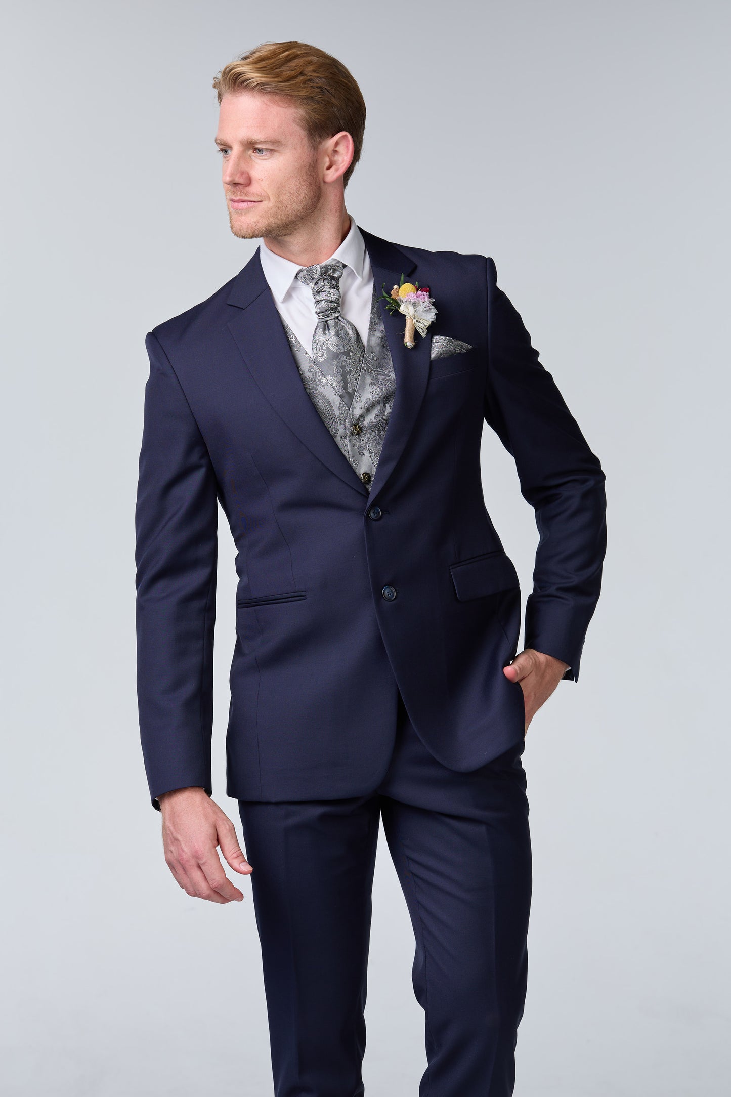 Bräutigam Outfit Blau-Silber Set - essentials