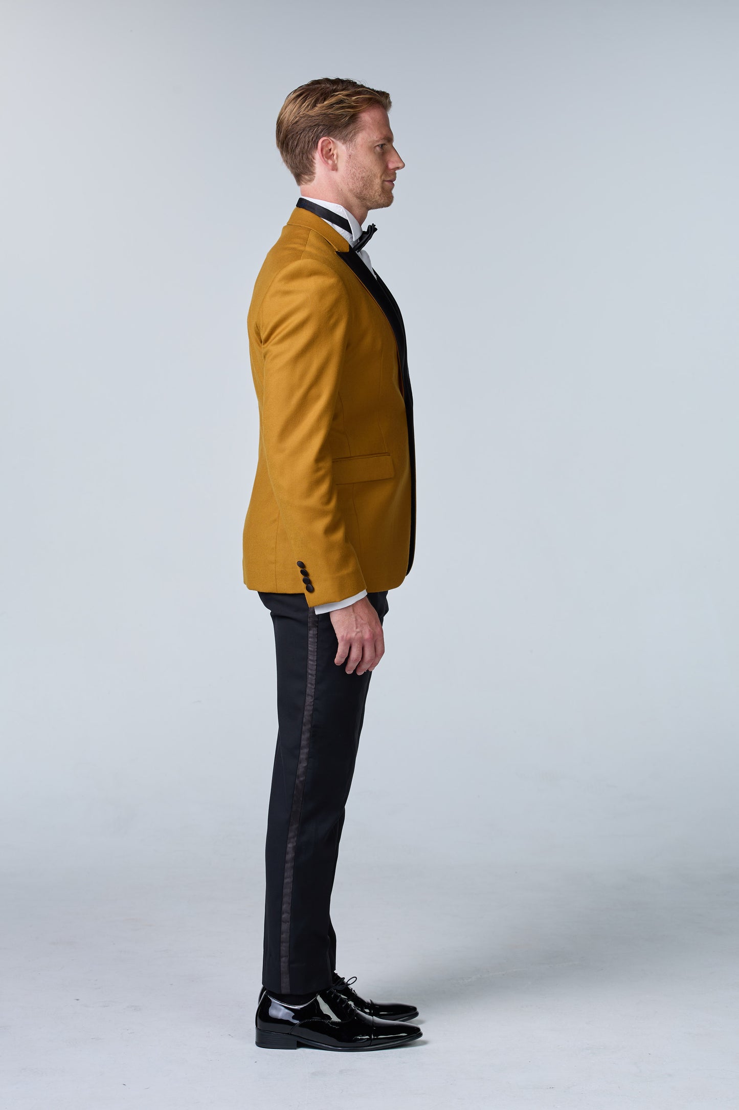 Senffarbener Tweed Smoking - premium