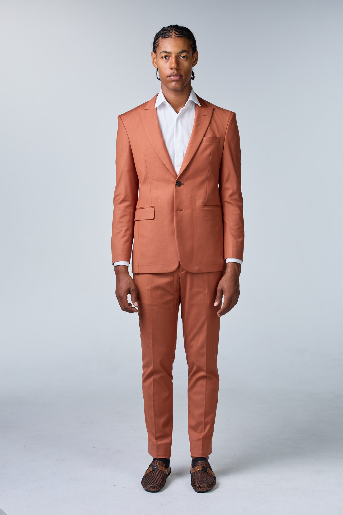 Terracotta Anzug mit steigendem Revers - premium