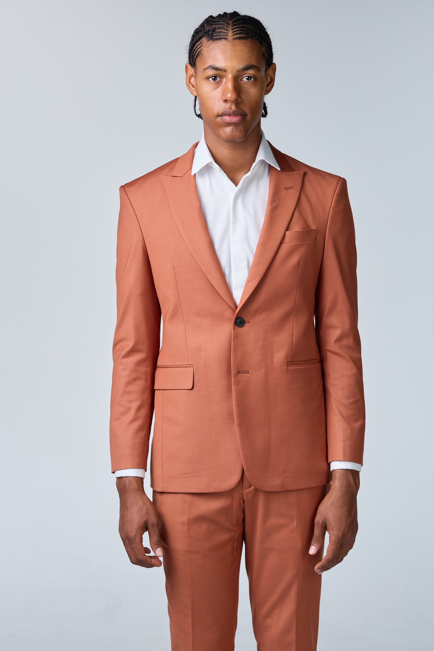 Terracotta Anzug mit steigendem Revers - premium