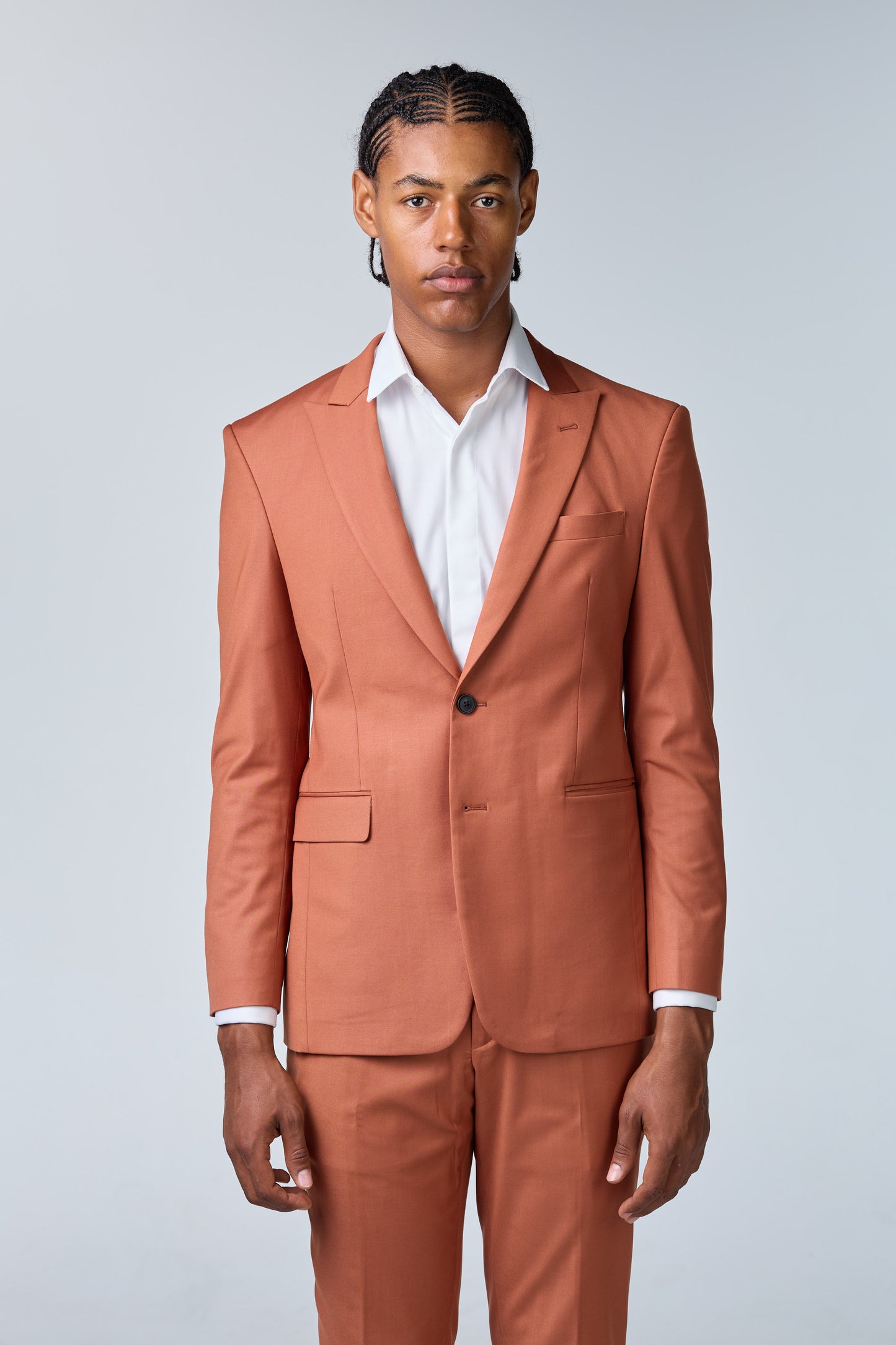 Terracotta Anzug mit steigendem Revers - budget