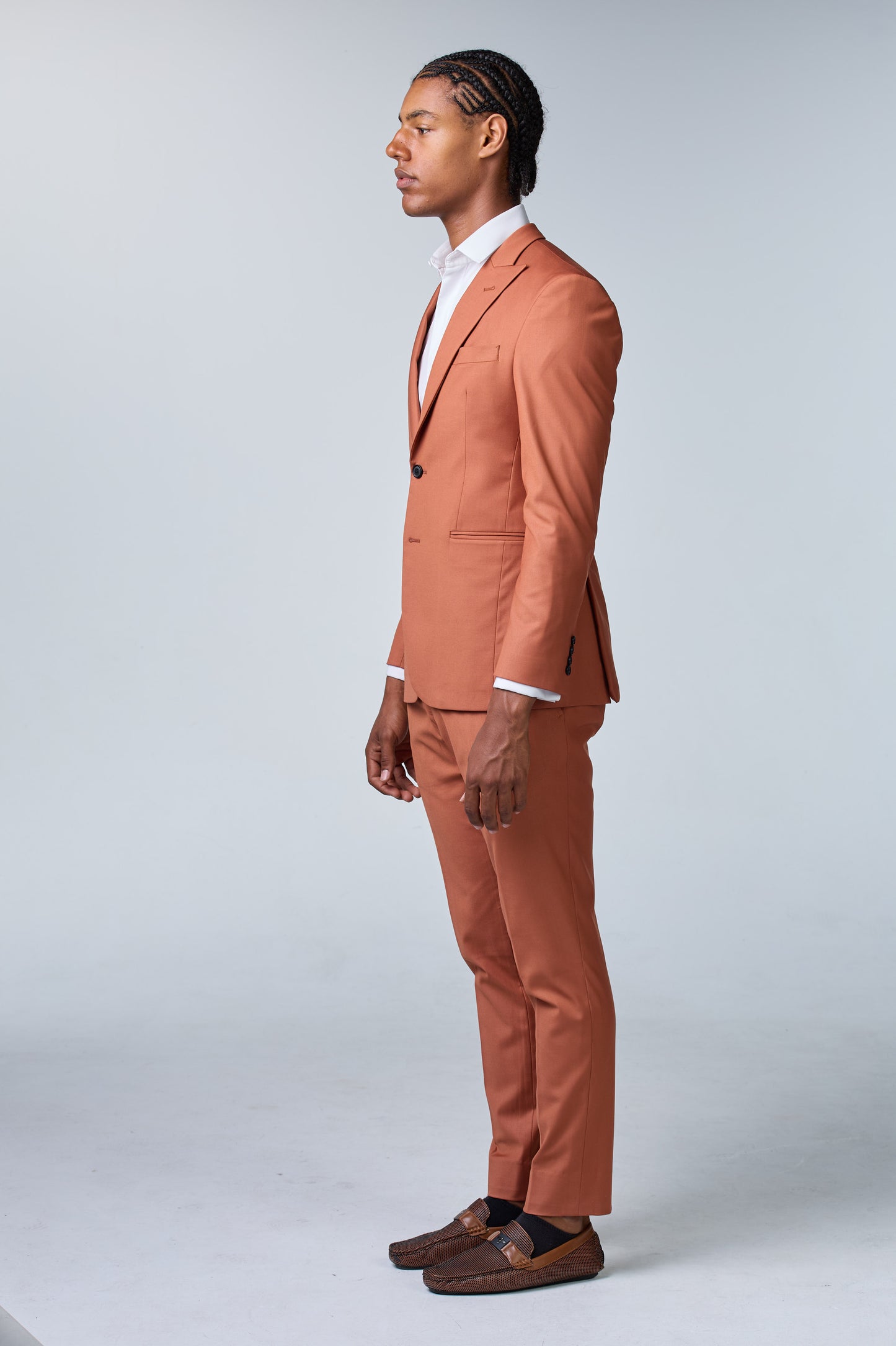 Terracotta Anzug mit steigendem Revers - essentials