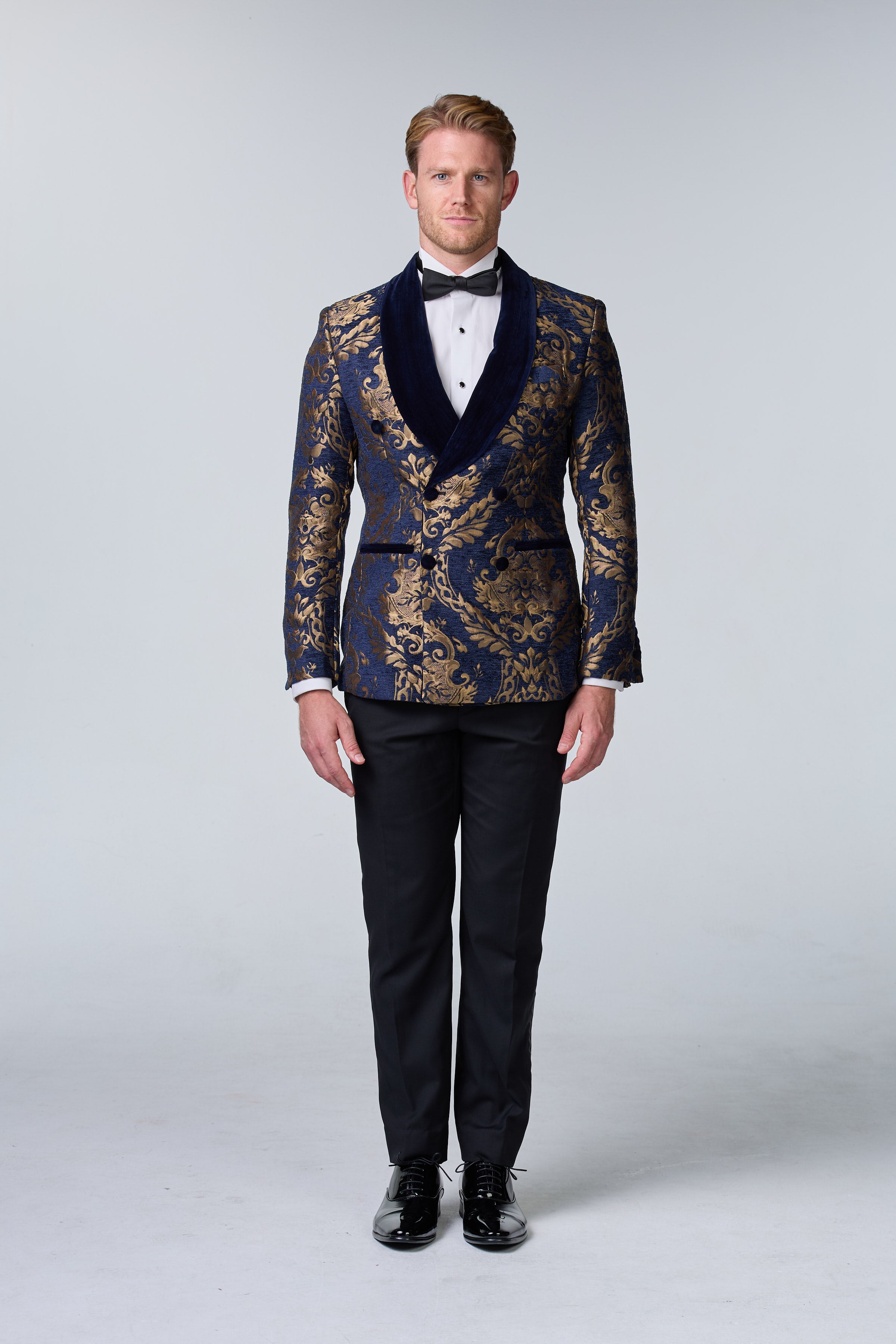 Brokat Smoking-Sakko Blau-Gold - budget