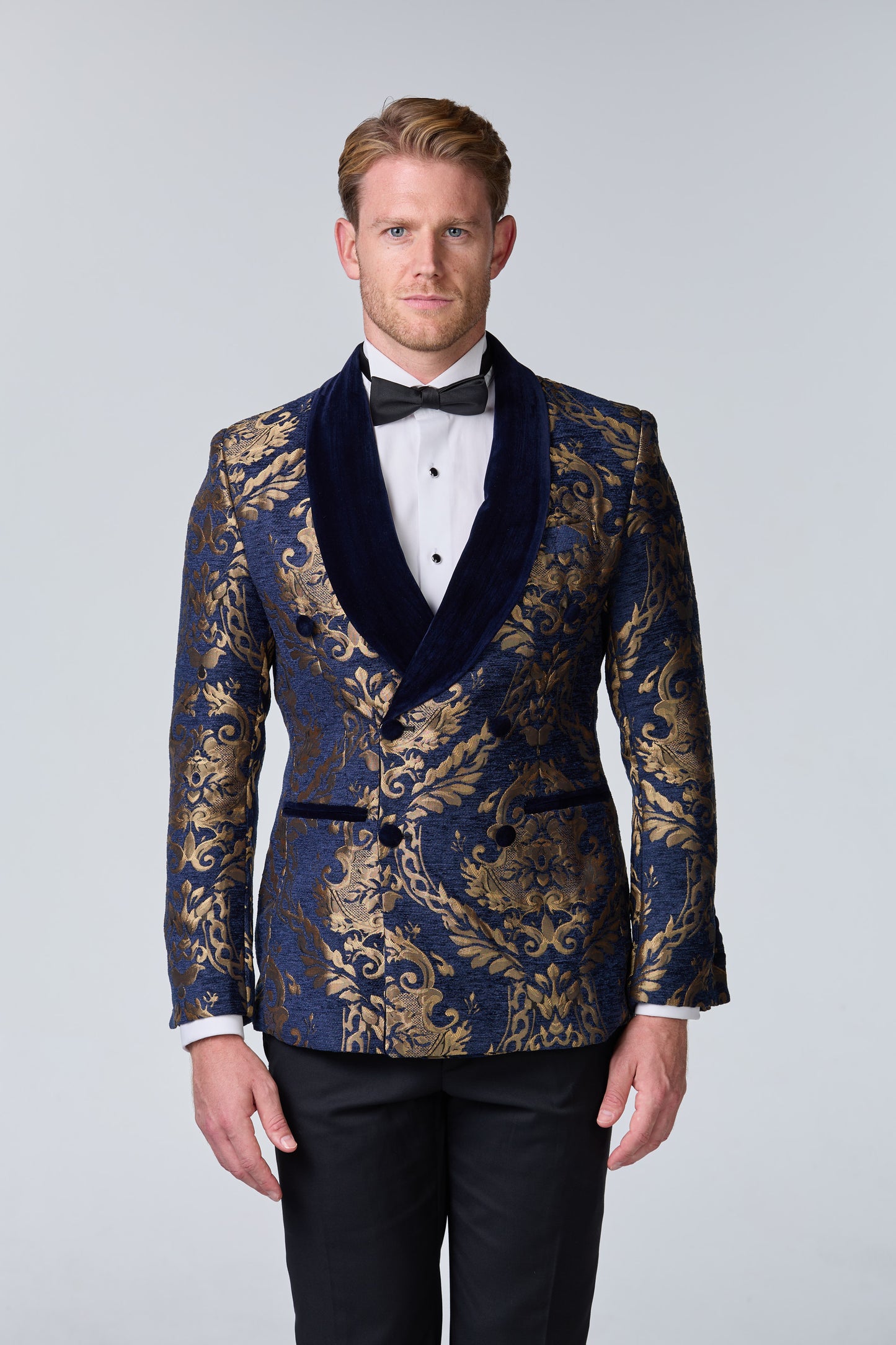 Brokat Smoking-Sakko Blau-Gold - budget