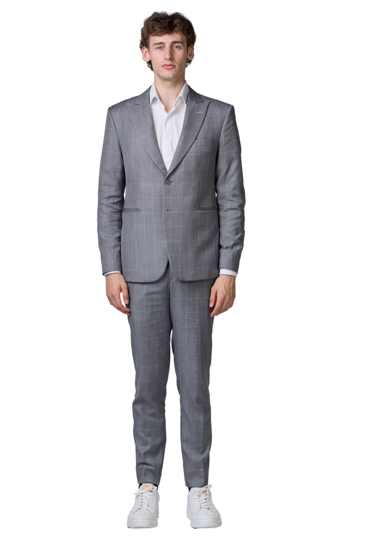 Grau karierter Anzug - premium