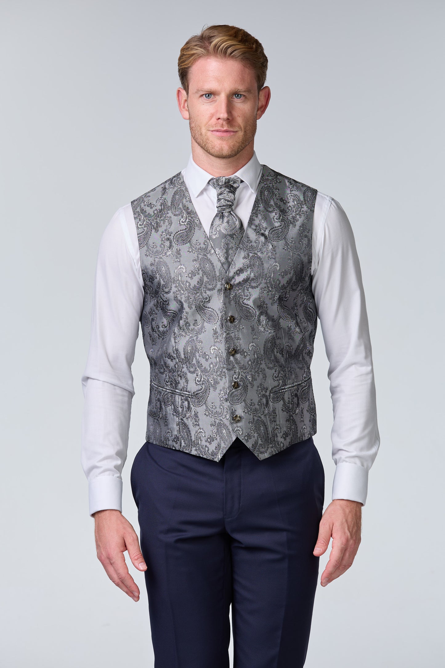 Bräutigam Outfit Blau-Silber Set - premium