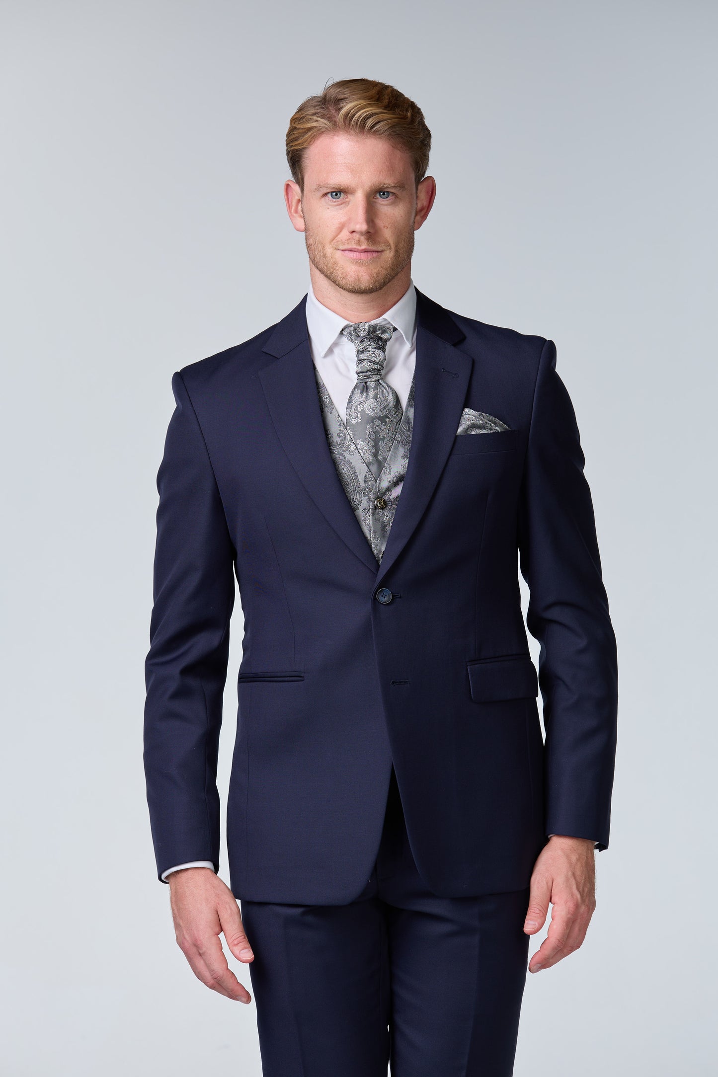 Bräutigam Outfit Blau-Silber Set - premium