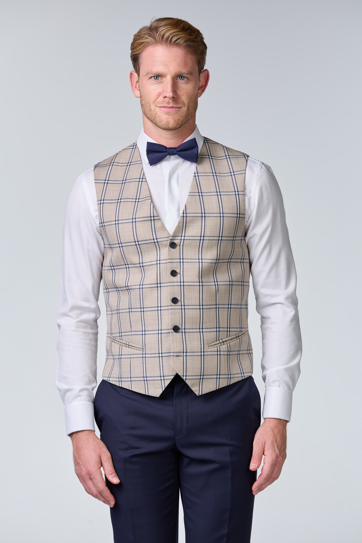 Hochzeitsanzug Blau mit Kontrastweste