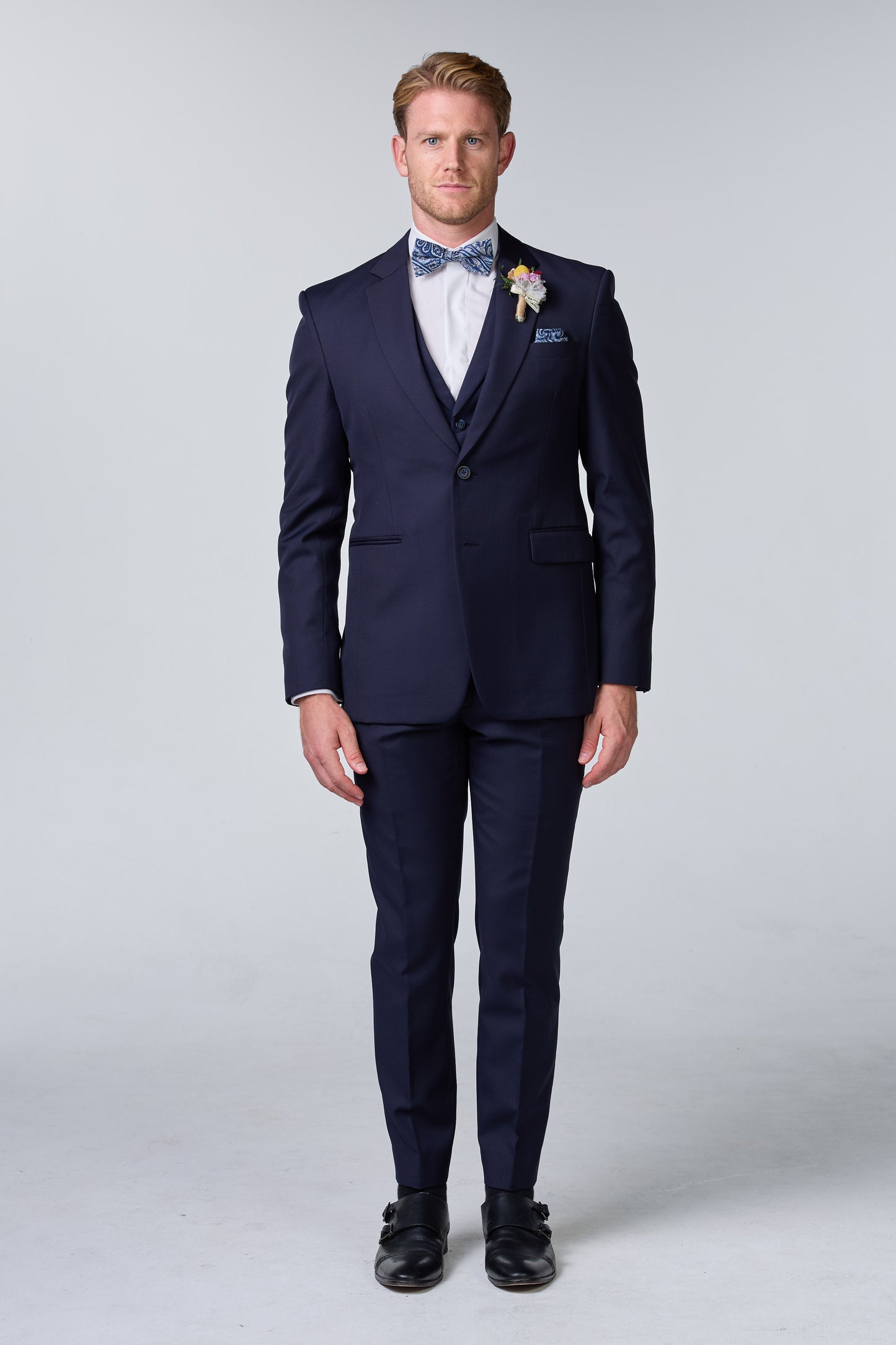 Dreiteiliger Bräutigam-Anzug Blau - premium
