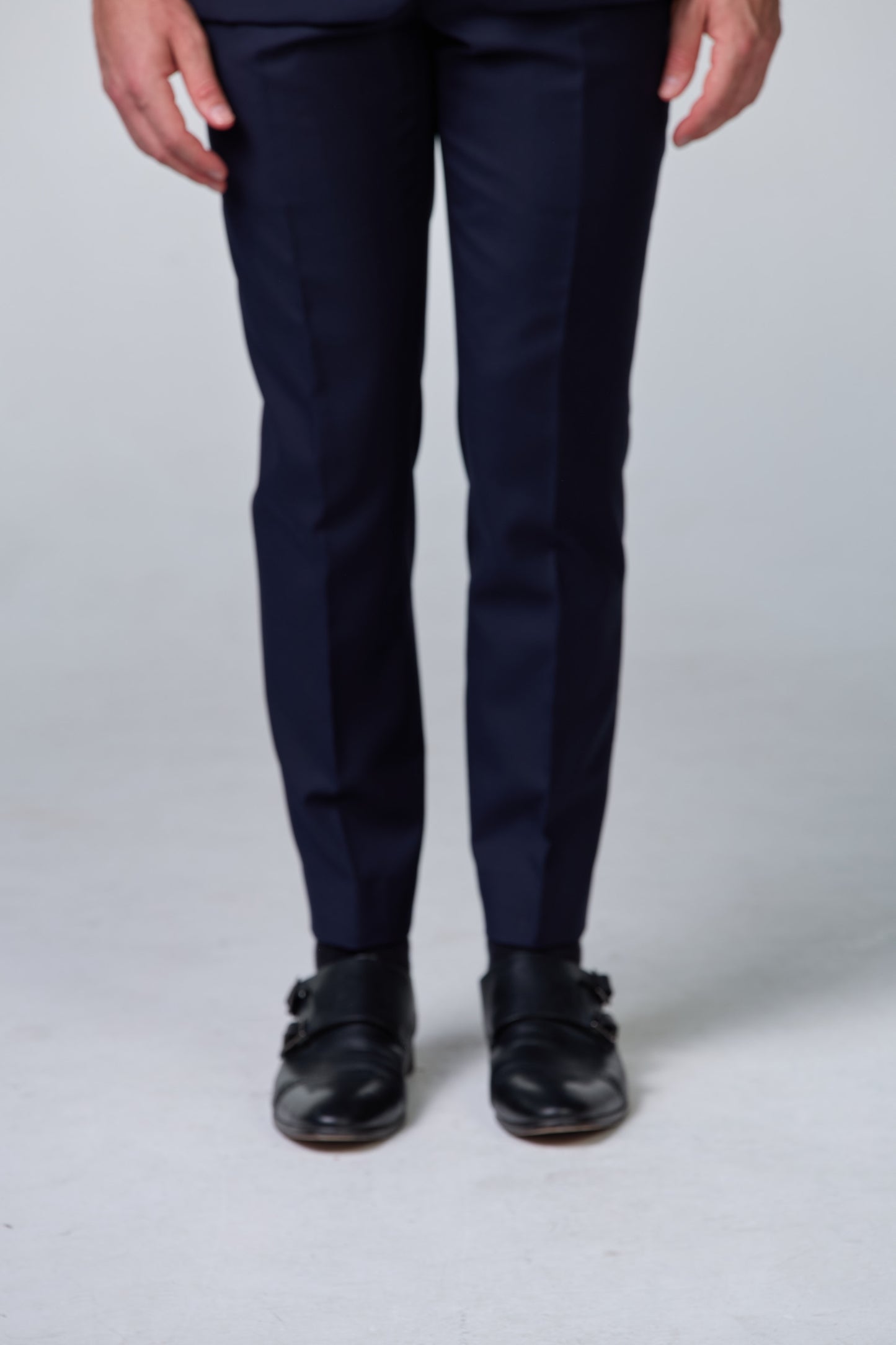 Blauer Hochzeitsanzug inkl. Weste mit Blumenmuster - premium