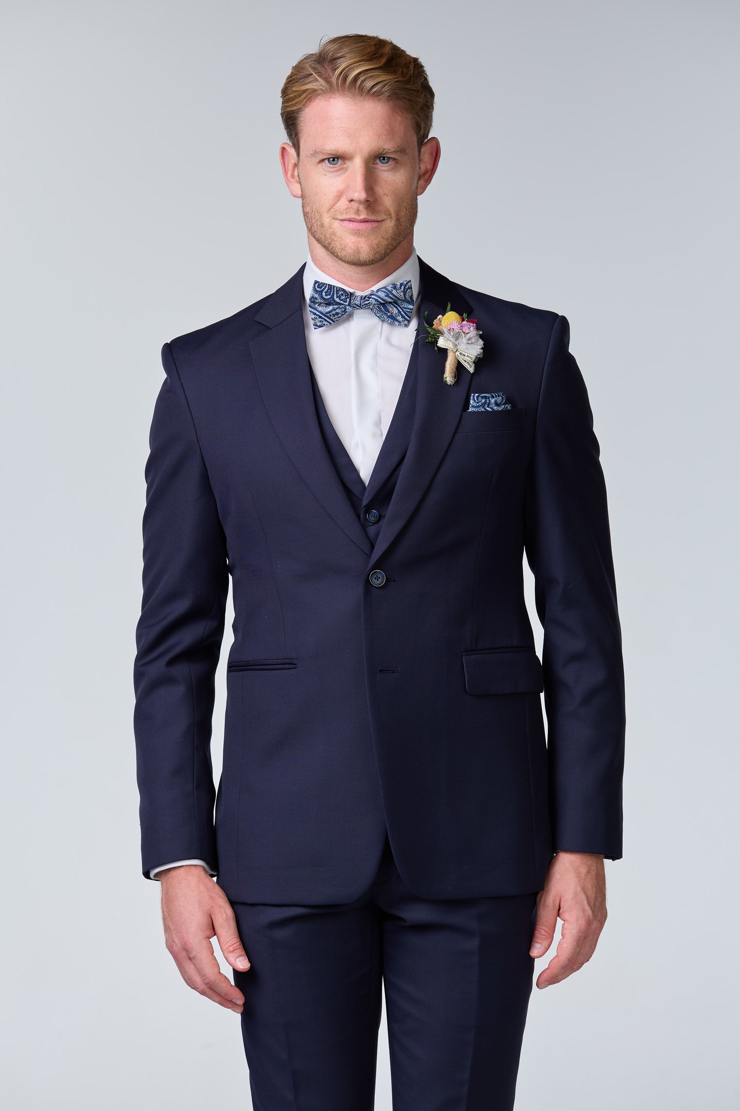 Dreiteiliger Bräutigam-Anzug Blau - premium
