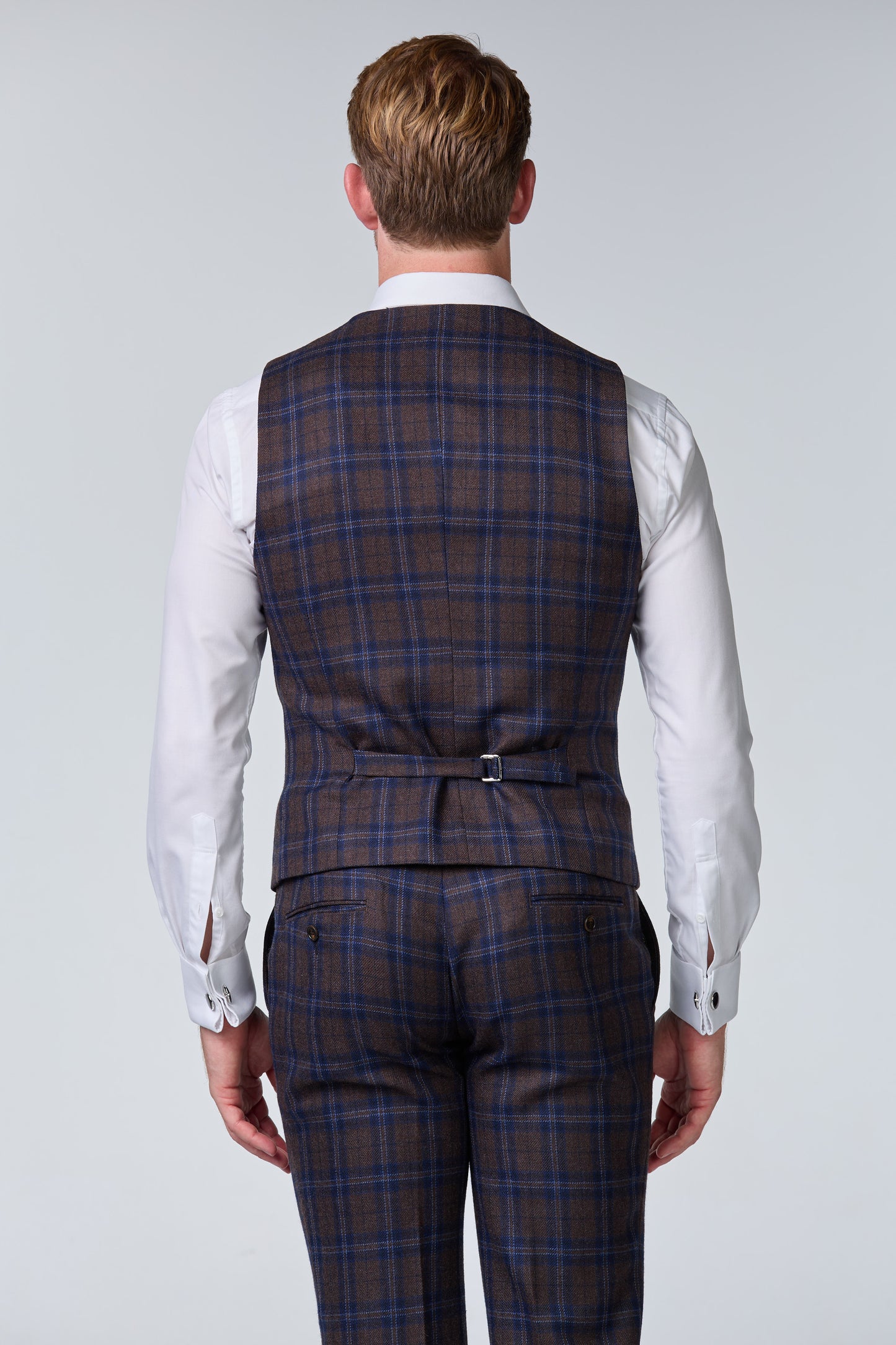 Blauer Tweed Anzug im British Chic, kariert, Peaky Blinders Stil - premium