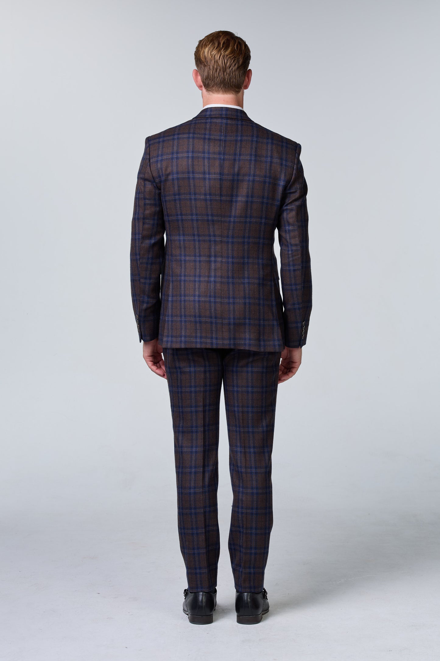 Blauer Tweed Anzug im British Chic, kariert, Peaky Blinders Stil - budget