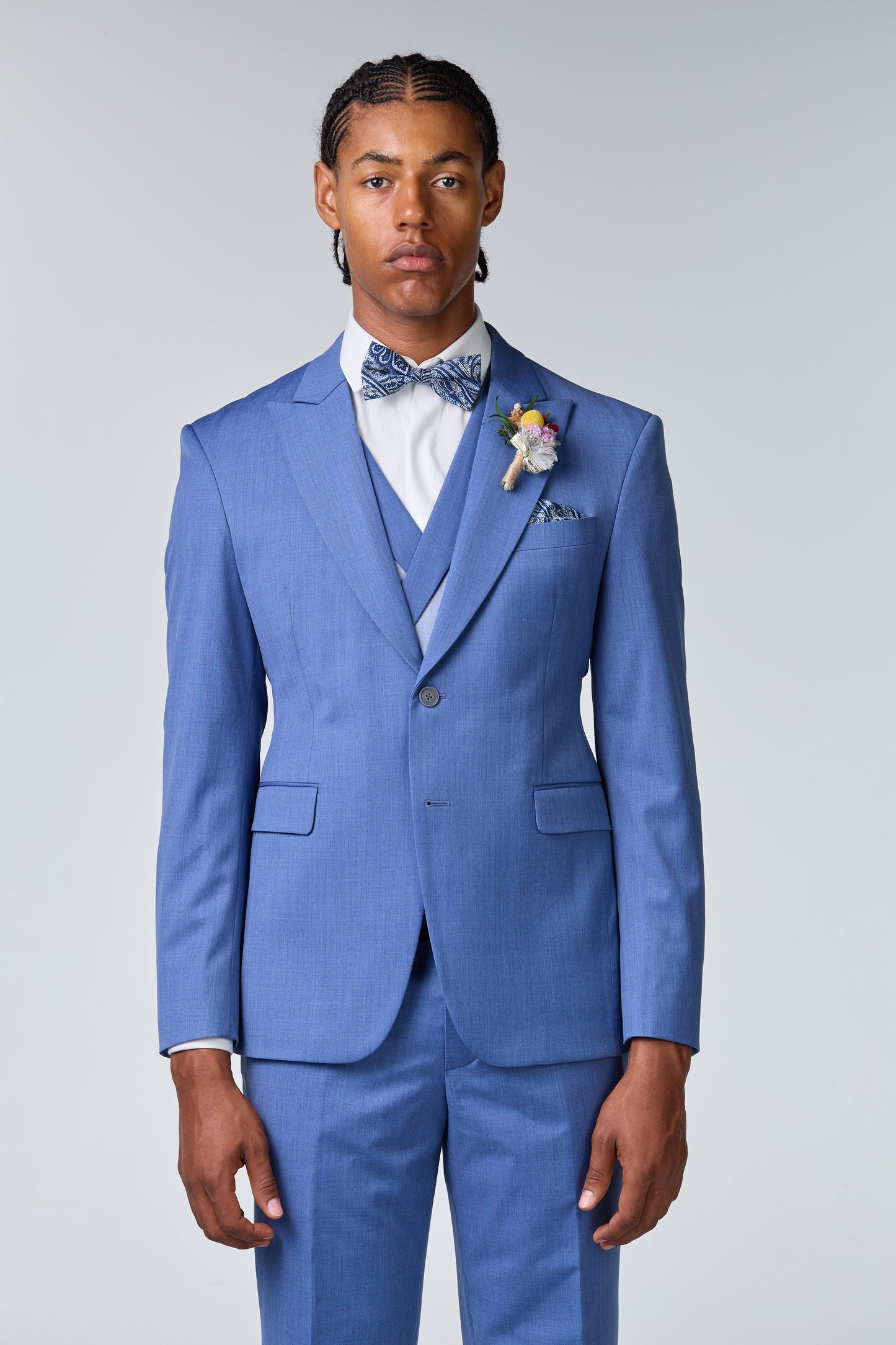 Hellblauer Hochzeitsanzug aus Merinowolle 130s - premium